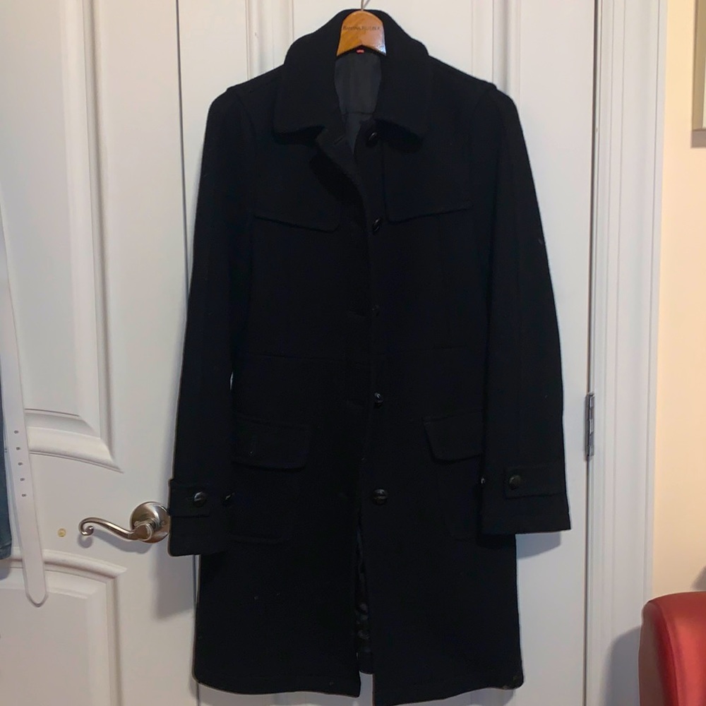 Uniqlo Women’s Black Wool Trench-coat Size L